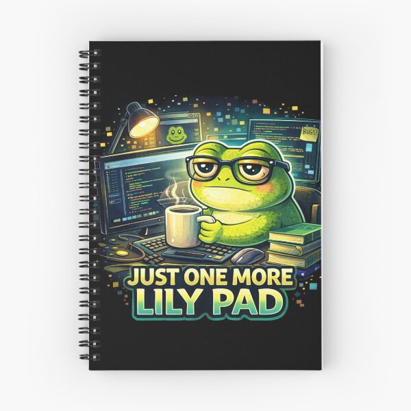 Item preview, Just One More Lily Pad Frog Sticker – Funny Programmer Frog Meme – Coding Frog Humor designed and sold by VibeOffline Studio.