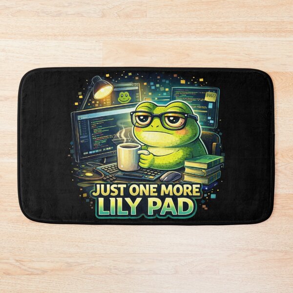Item preview, Just One More Lily Pad Frog Sticker – Funny Programmer Frog Meme – Coding Frog Humor designed and sold by VibeOffline Studio.