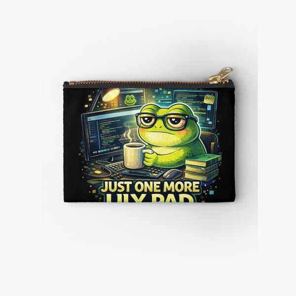 Item preview, Just One More Lily Pad Frog Sticker – Funny Programmer Frog Meme – Coding Frog Humor designed and sold by VibeOffline Studio.