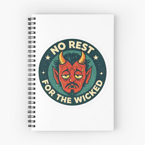 Item preview, No Rest For The Wicked – Tired Devil Funny Retro Sticker designed and sold by PIXEL POP DESIGNS - Beyond the Norm!.