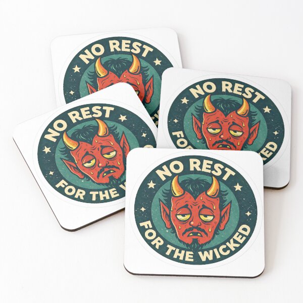 Item preview, No Rest For The Wicked – Tired Devil Funny Retro Sticker designed and sold by PIXEL POP DESIGNS - Beyond the Norm!.