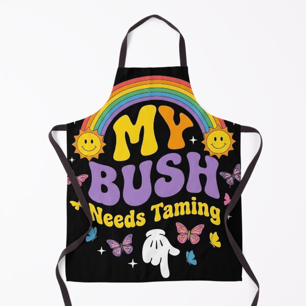 Item preview, My Bush Needs Taming – Funny Retro Rainbow Humor Design designed and sold by ArcaneArtistry.