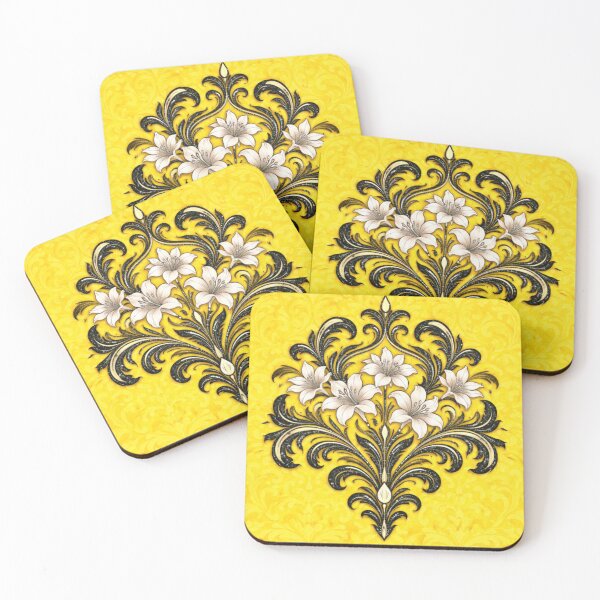 Item preview, Citron & White-Black Lily Damask designed and sold by DesignsByPrnces.