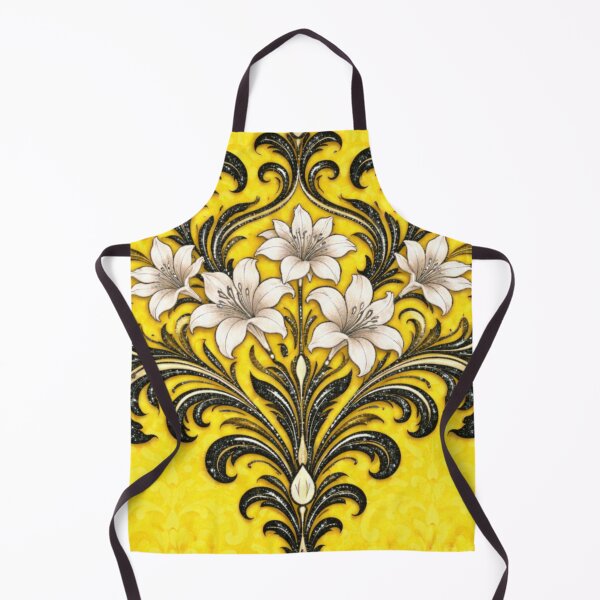 Item preview, Citron & White-Black Lily Damask designed and sold by DesignsByPrnces.