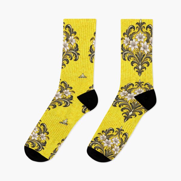 Item preview, Citron & White-Black Lily Damask designed and sold by DesignsByPrnces.