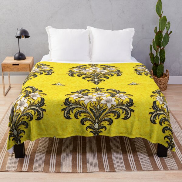 Item preview, Citron & White-Black Lily Damask designed and sold by DesignsByPrnces.