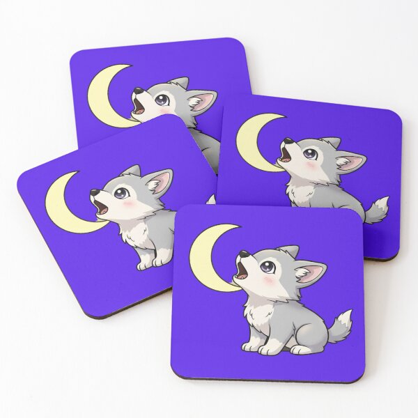 Item preview, Cute Kawaii Wolf Howling at Moon designed and sold by Jackstudioo.