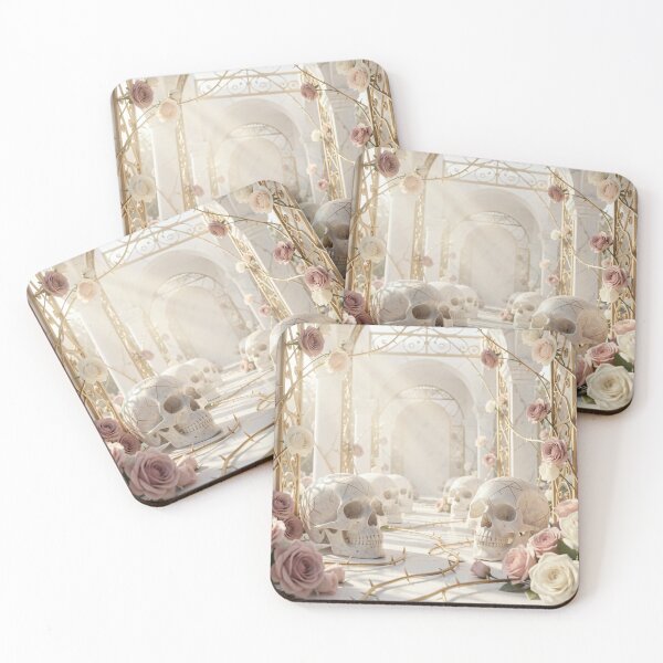 Item preview, Ethereal Marble Skulls & Golden Roses - Light Academia Luxury Art designed and sold by VibeByJossef.