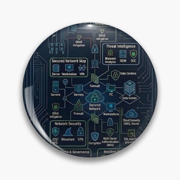 Item preview, Cybersecurity Network Architecture Terminal – Hacker SOC Interface Tech Design designed and sold by PistonRing.