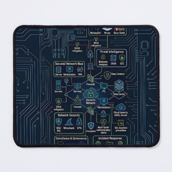 Item preview, Cybersecurity Network Architecture Terminal – Hacker SOC Interface Tech Design designed and sold by PistonRing.