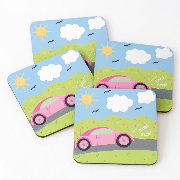 Item preview, CUTE CAR TRAVELING ROAD TRIP PINK designed and sold by GlitterCritterD.