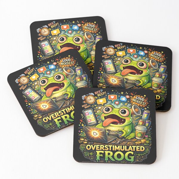 Item preview, Overstimulated Frog Sticker – ADHD Frog Meme – Funny Neurodivergent Frog Humor designed and sold by VibeOffline Studio.