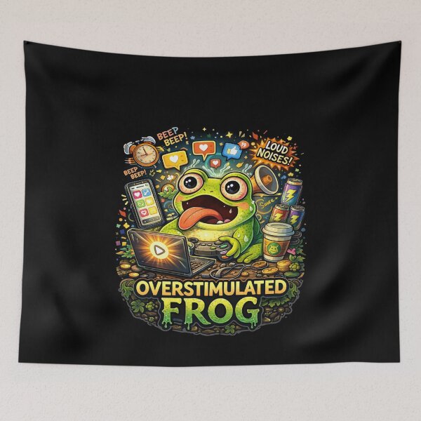 Item preview, Overstimulated Frog Sticker – ADHD Frog Meme – Funny Neurodivergent Frog Humor designed and sold by VibeOffline Studio.