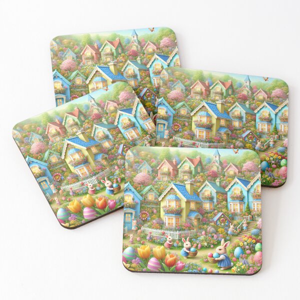 Item preview, Whimsical Easter Bunny Village designed and sold by NancyzKreations.