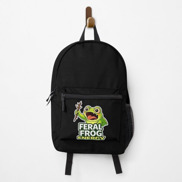 Item preview, Feral Frog Energy – Funny Chaotic Frog Meme Sticker designed and sold by VibeOffline Studio.
