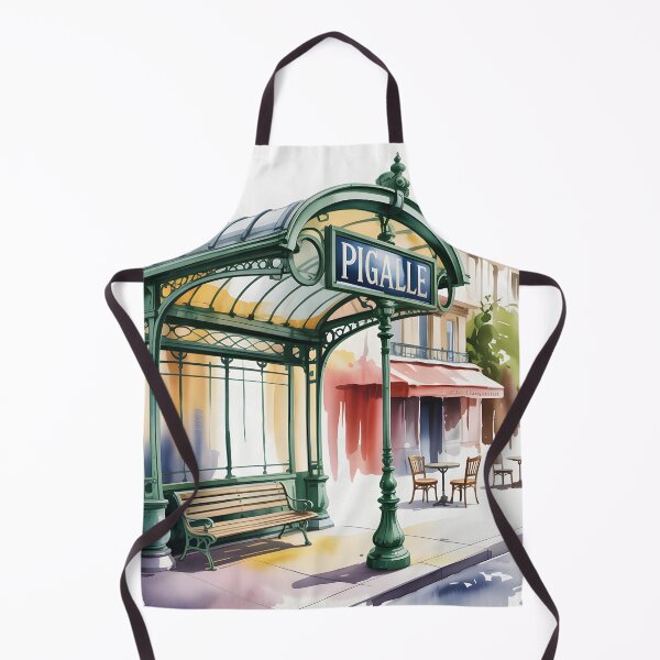 Item preview, Pigalle Paris Metro Entrance – Vintage Art Nouveau Subway Station Watercolor Illustration designed and sold by ArcticFoxStudio.