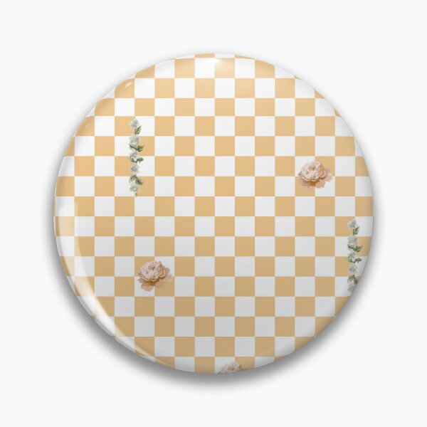 Item preview, Retro Floral Checkerboard Pattern | White & Light Orange designed and sold by ApricityPhrases.