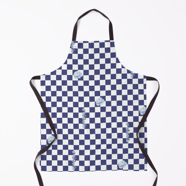 Item preview, Retro Floral Checkerboard Pattern | White & Dark Blue designed and sold by ApricityPhrases.