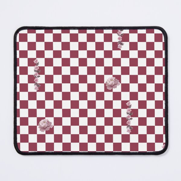 Item preview, Retro Floral Checkerboard Pattern | White & Maroon designed and sold by ApricityPhrases.