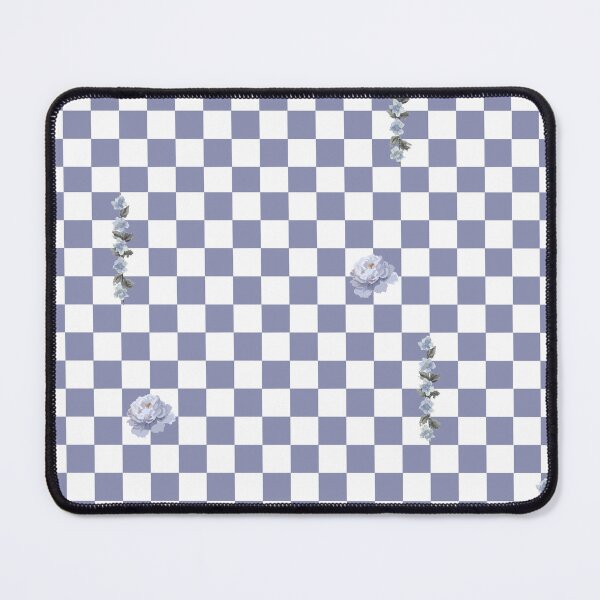 Item preview, Retro Floral Checkerboard Pattern | White & Blue designed and sold by ApricityPhrases.