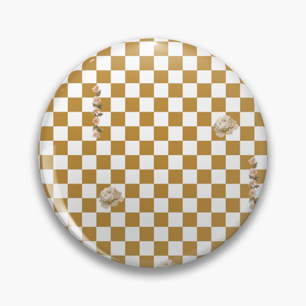 Item preview, Retro Floral Checkerboard Pattern | White & Brown designed and sold by ApricityPhrases.