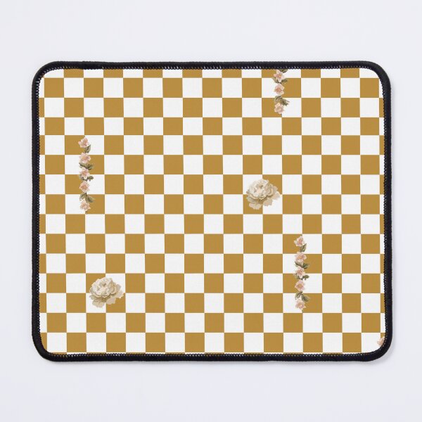 Item preview, Retro Floral Checkerboard Pattern | White & Brown designed and sold by ApricityPhrases.