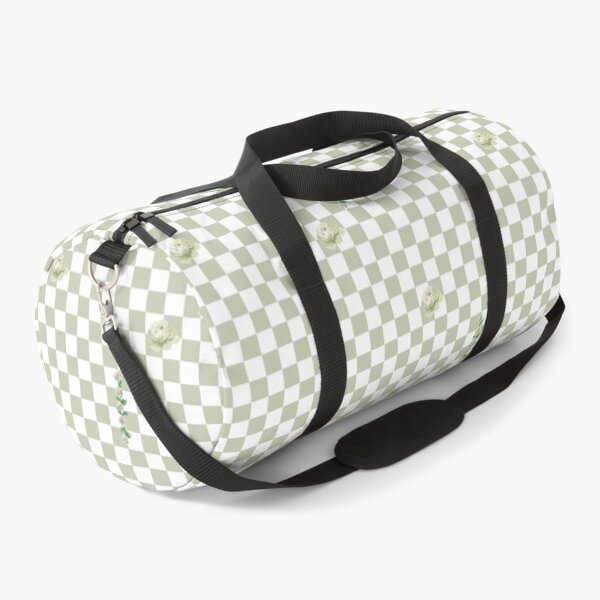Item preview, Retro Floral Checkerboard Pattern | White & Light Olive designed and sold by ApricityPhrases.