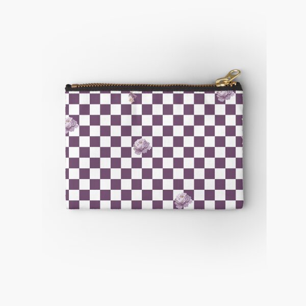 Item preview, Retro Floral Checkerboard Pattern | White & Purple designed and sold by ApricityPhrases.