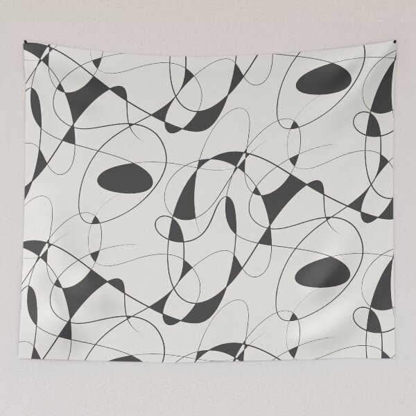 Item preview, Flowing Abstract Lines-Modern Minimal Black and Cream Pattern designed and sold by Katnoirart.