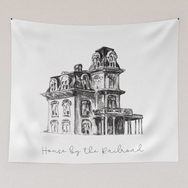 Item preview, Victorian Gothic House · House by the Railroad Illustration · Edward Hopper Inspired Architecture · Psycho Hitchcock - Calligraphy designed and sold by Atropa Parcae.