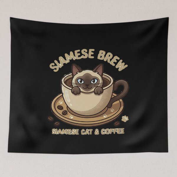 Item preview, Siamese Brew - Cute Siamese Cat in Coffee Cup Kawaii Art designed and sold by AbulailArt.