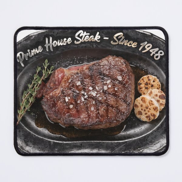 Item preview, Delicious prime steak served on a plate with herbs and garlic designed and sold by Creative88Art.