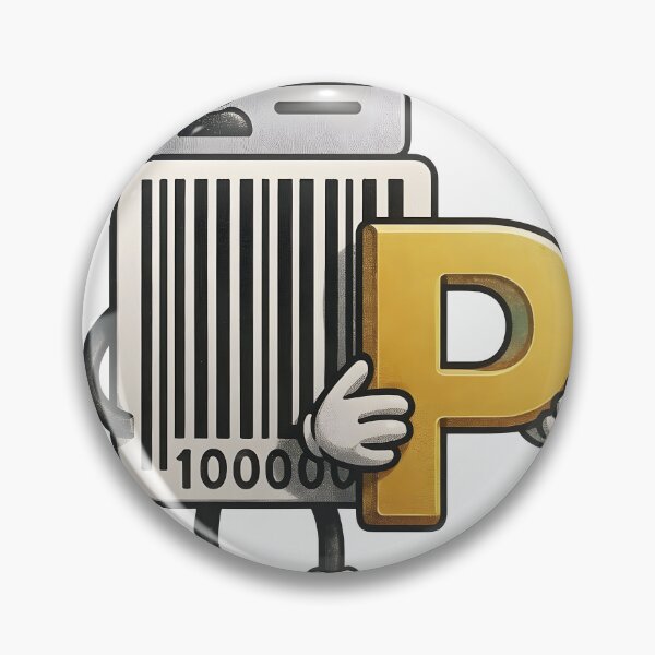 Item preview, Friendly barcode character holding golden letter P designed and sold by Creative88Art.