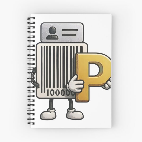 Item preview, Friendly barcode character holding golden letter P designed and sold by Creative88Art.