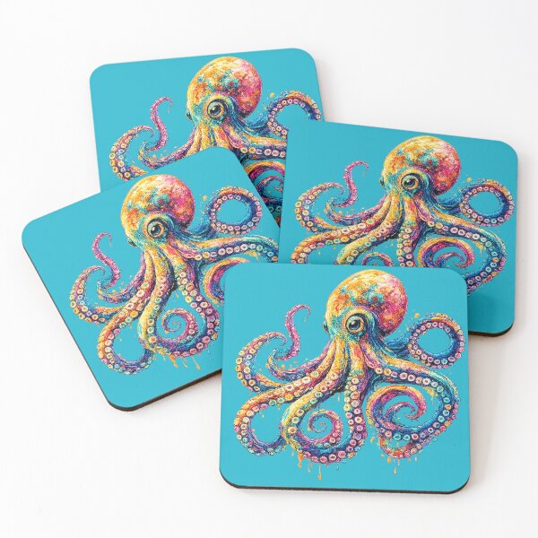 Item preview, Colorful Psychedelic Octopus – Vibrant Rainbow Ocean Art, Abstract Sea Creature Illustration designed and sold by art2print.
