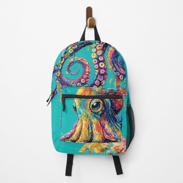 Artikelvorschau, Farbenfroher, psychedelischer Oktopus – Leuchtende Regenbogen-Ozeankunst, abstrakte Meereskreaturen-Illustration entworfen und verkauft von art2print.