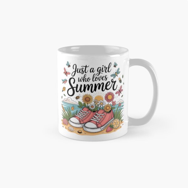 Item preview, Just a Girl Who Loves Summer T-Shirt – Cute Sunflower Beach Sneaker Design for Summer Lovers & Vacation Gift Buyers designed and sold by GemBob Creations.