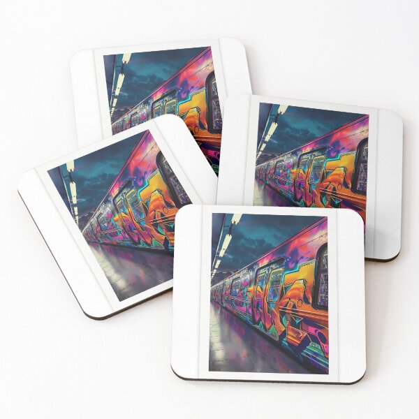 Item preview, Graffiti Subway Metro Train – Urban Street Art Metro Illustration designed and sold by ArcticFoxStudio.