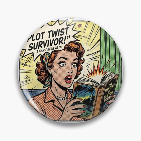 Item preview, Plot Twist Survivor – Vintage Comic BookTok Thriller Reader Design designed and sold by SirensSageStone.
