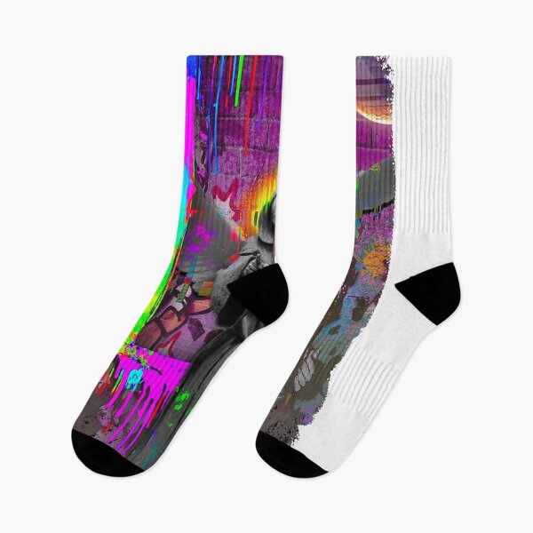 Item preview, Neon Glitch Grim Reaper - Cyberpunk Street Art Skull designed and sold by kitastylish.