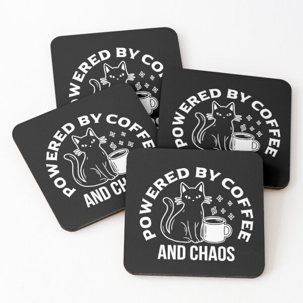 Item preview, Powered by Coffee and Chaos Black Cat - Funny Caffeine Witchy Aesthetic designed and sold by LinaValearte.