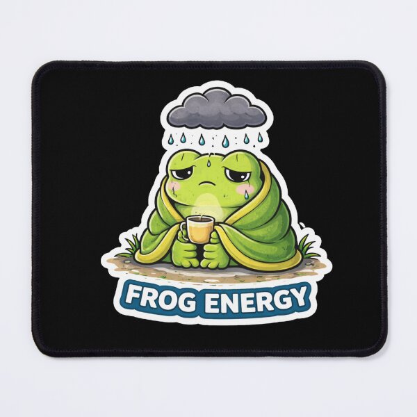 Item preview, Frog Energy – Sad Rainy Frog Meme Sticker designed and sold by VibeOffline Studio.