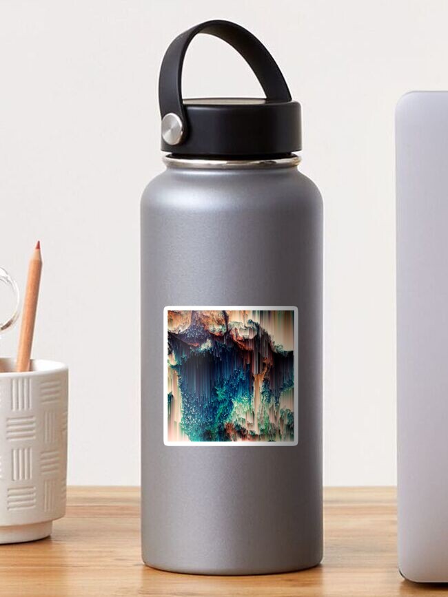 Thumbnail 1 of 3, Sticker, Cave of Wonders - Abstract Glitchy Pixel Art designed and sold by InsertTitleHere.