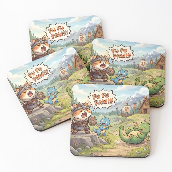 Item preview, Viking Cat Fighting Dragons designed and sold by ArcaneCritters.