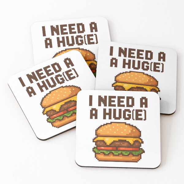 Item preview, Funny I Need A Hug Burger Retro Pixel Food Gamer Design. designed and sold by The-T-In-Retro.