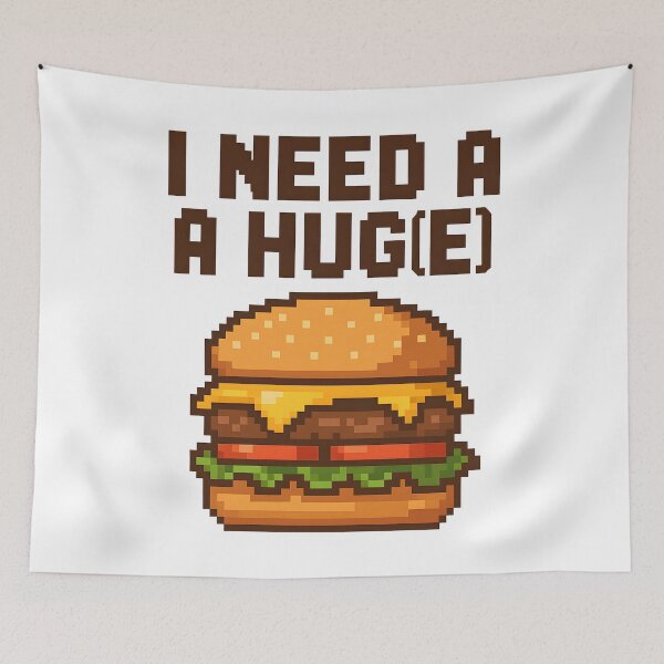 Item preview, Funny I Need A Hug Burger Retro Pixel Food Gamer Design. designed and sold by The-T-In-Retro.