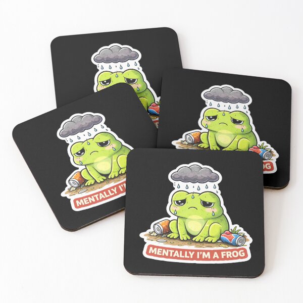 Item preview, Mentally I’m a Frog – Funny Sad Frog Meme Sticker designed and sold by VibeOffline Studio.