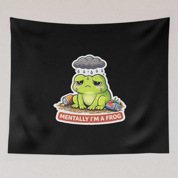 Item preview, Mentally I’m a Frog – Funny Sad Frog Meme Sticker designed and sold by VibeOffline Studio.
