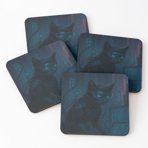 Item preview, Data Hacker Cat – Cyberpunk Feline Digital Warrior designed and sold by FalkaAi.