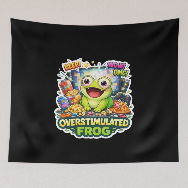 Item preview, Overstimulated Frog – Funny Gamer Frog Meme Sticker designed and sold by VibeOffline Studio.